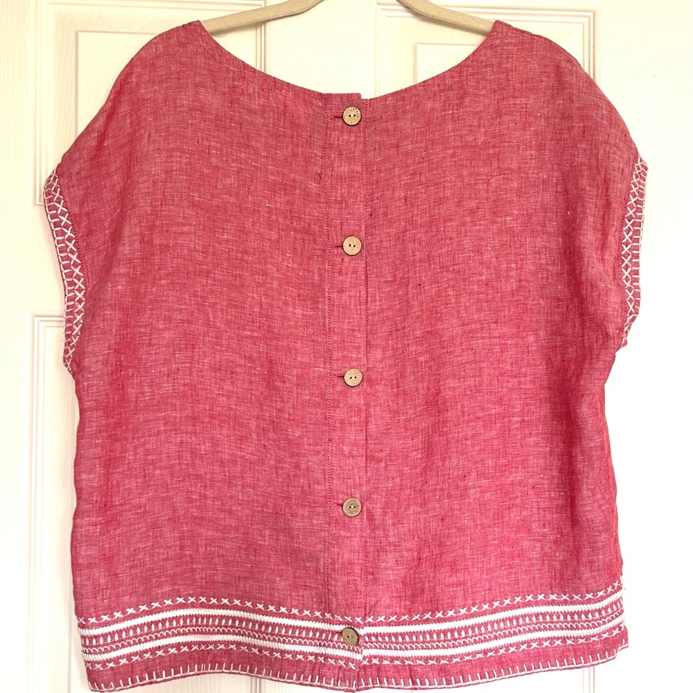 Sigrid Olsen, Medium, 100% linen, red blouse